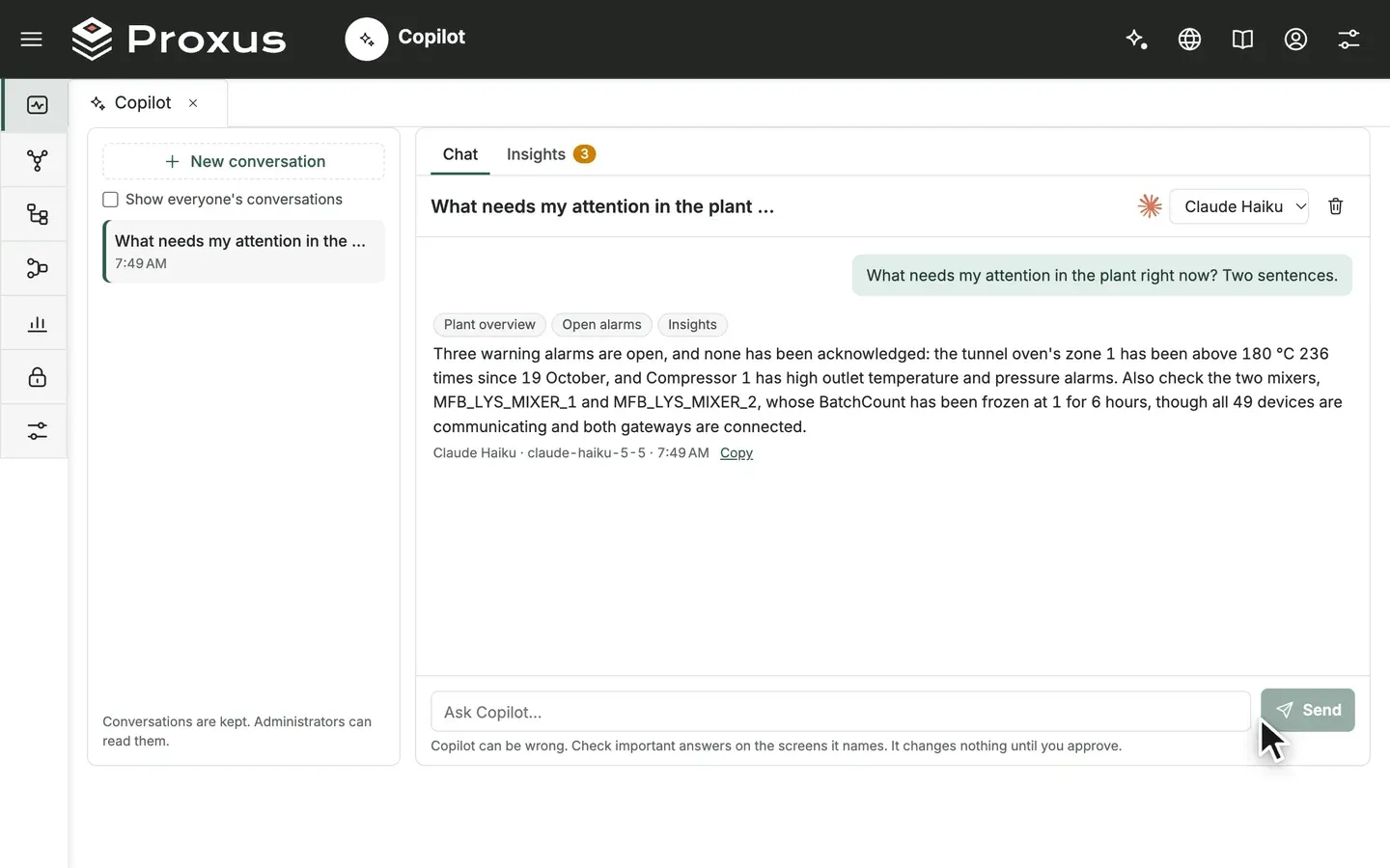 Copilot answering a question about the plant, with the sources it used shown above the answer
