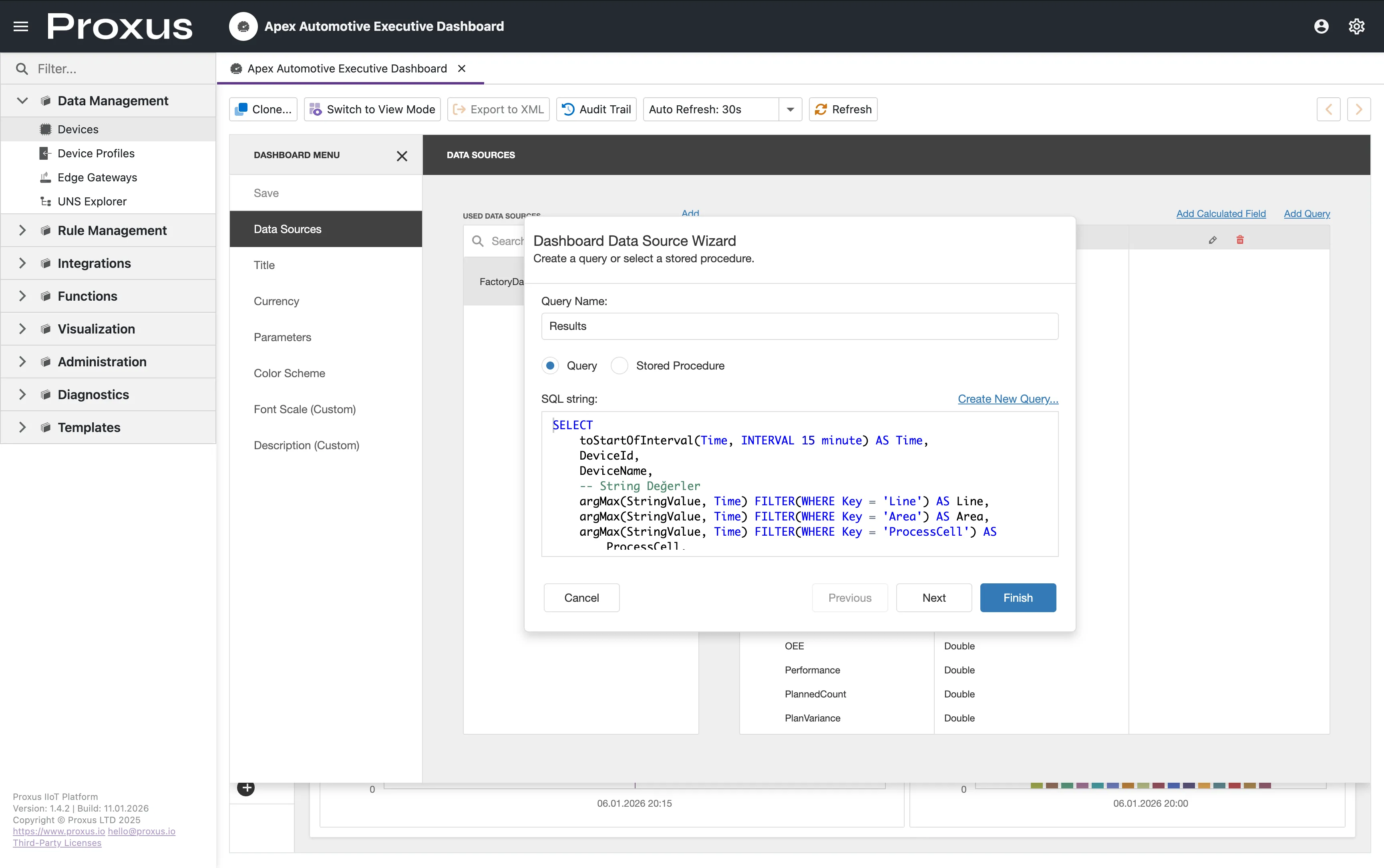 ClickHouse SQL veri kaynağı sihirbazı