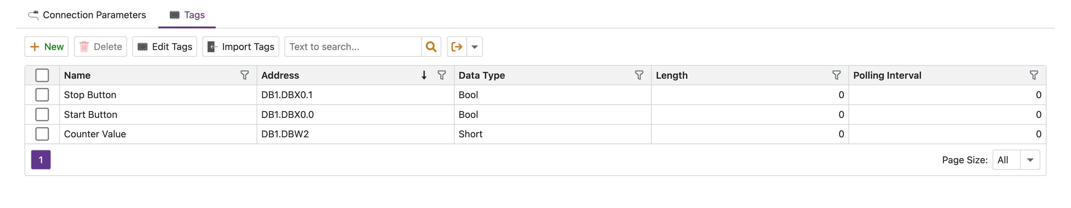 Device Profile Tags List