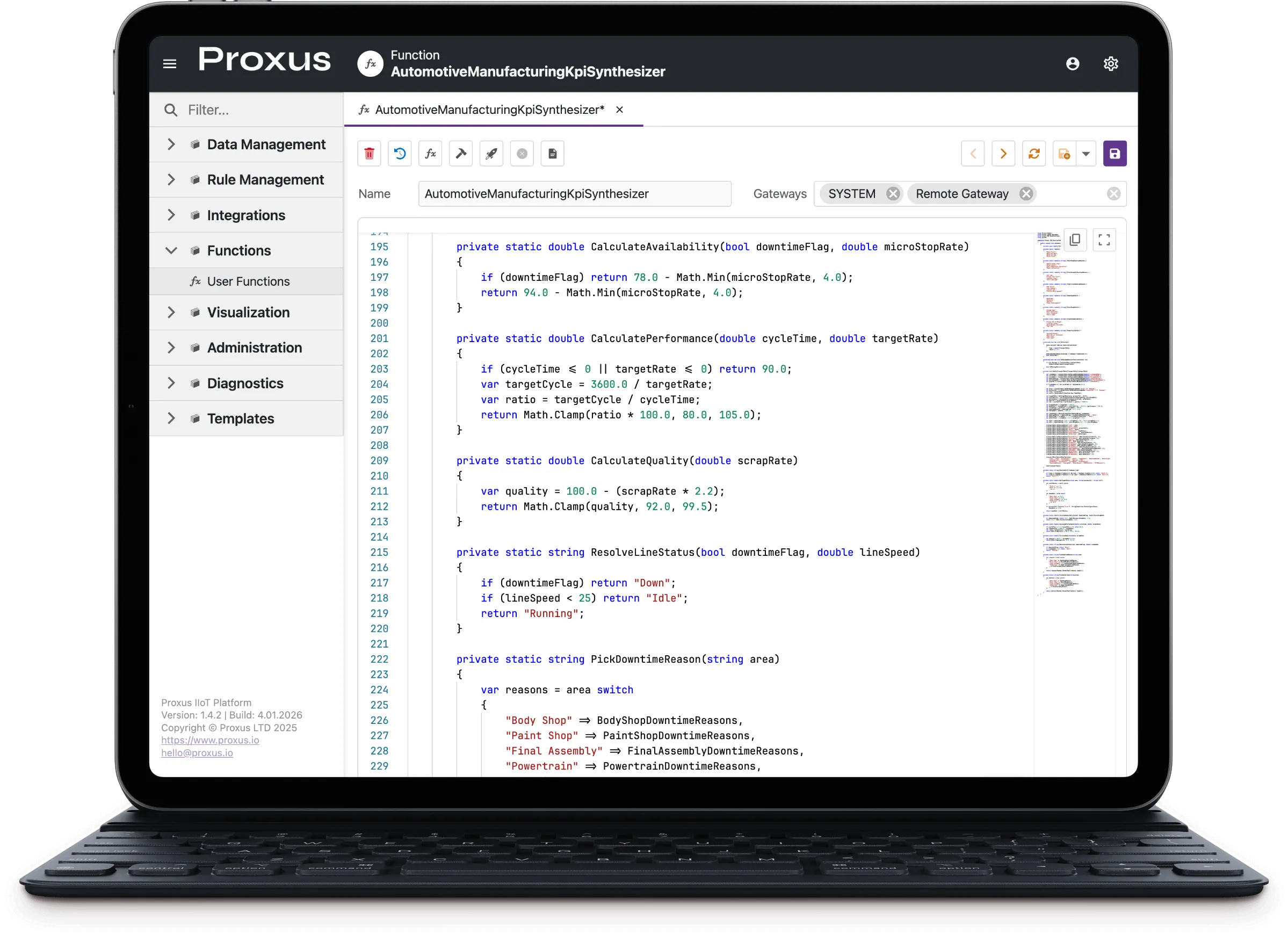 Proxus Uç Fonksiyonları - Endüstriyel IoT mantığı için C# betikleme