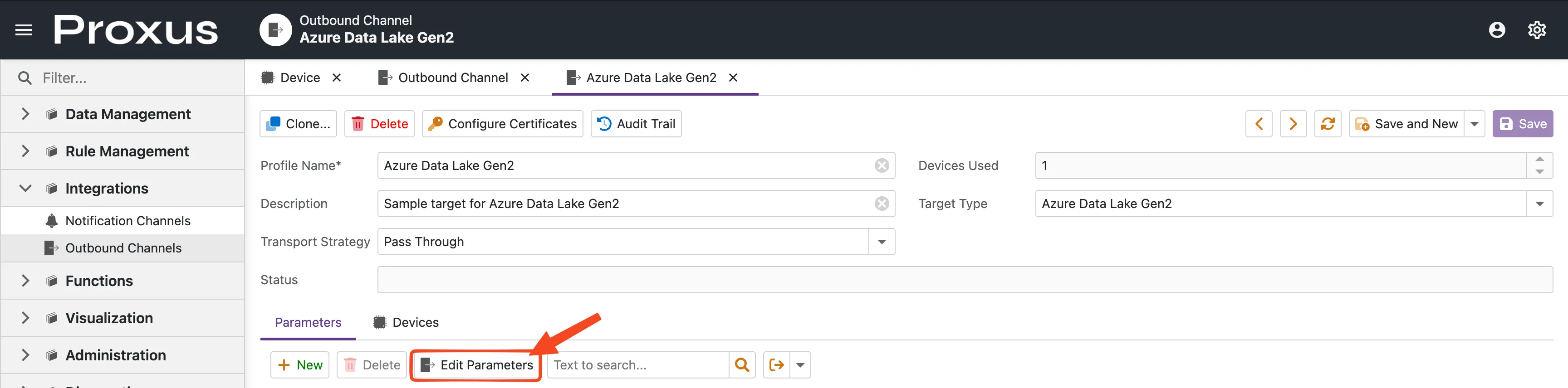 Edit Parameters Button