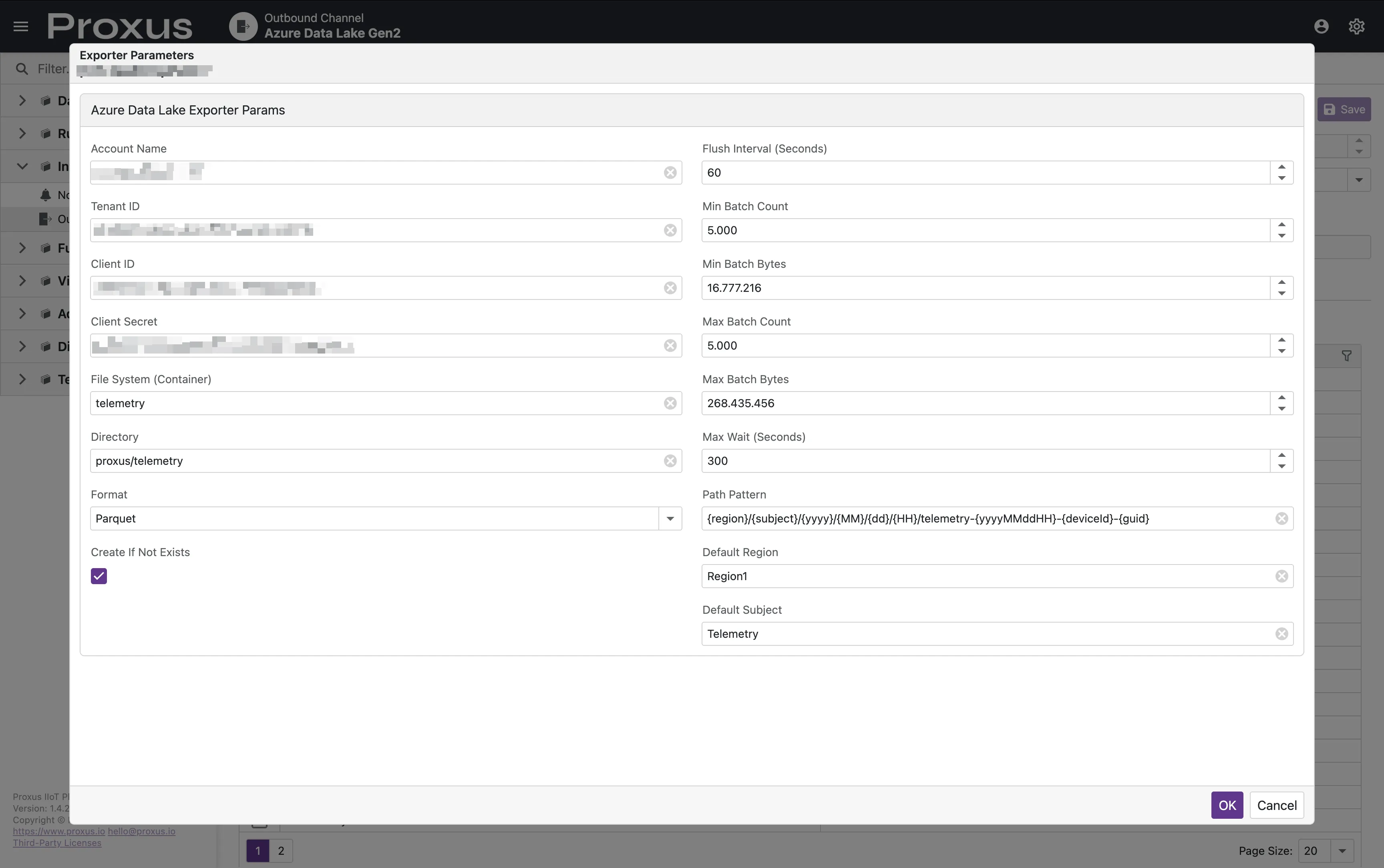 Edit Parameters Popup