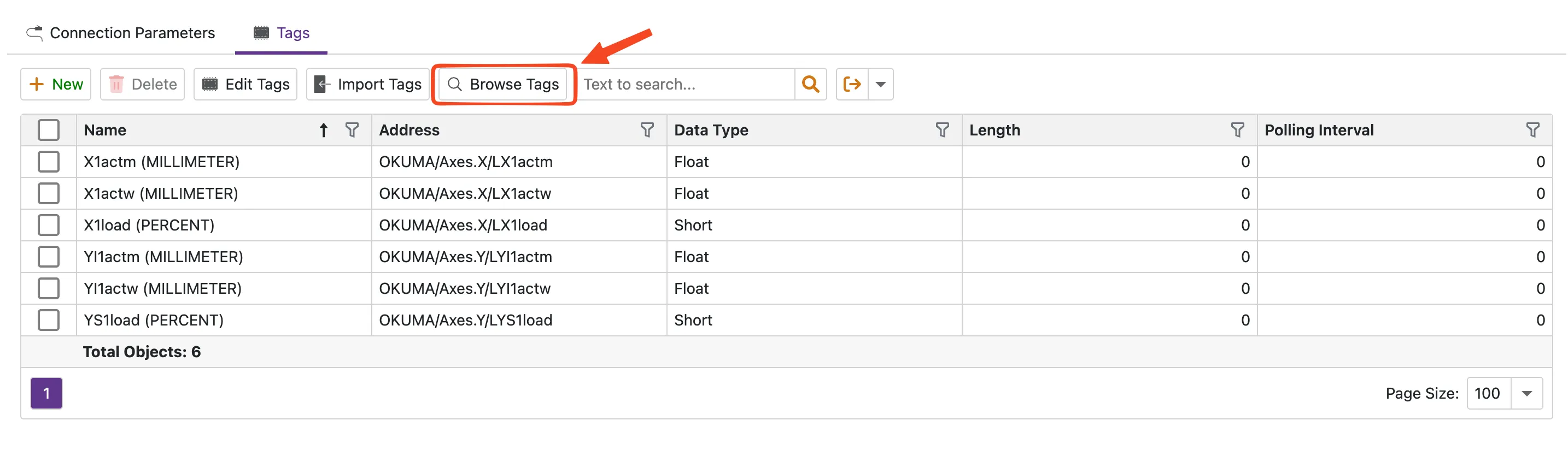 MTConnect Browser Butonu