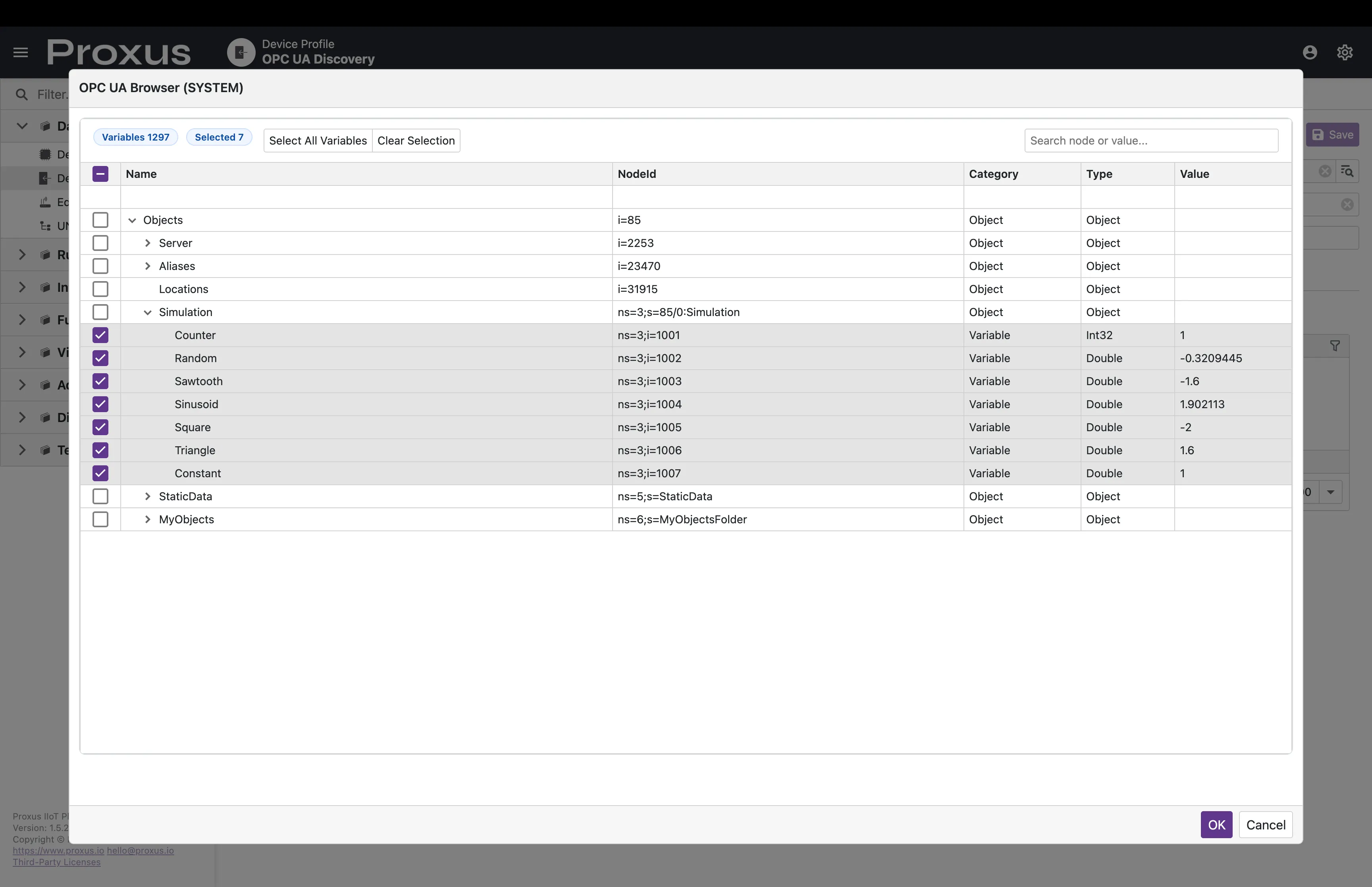 OPC UA Tag Browser