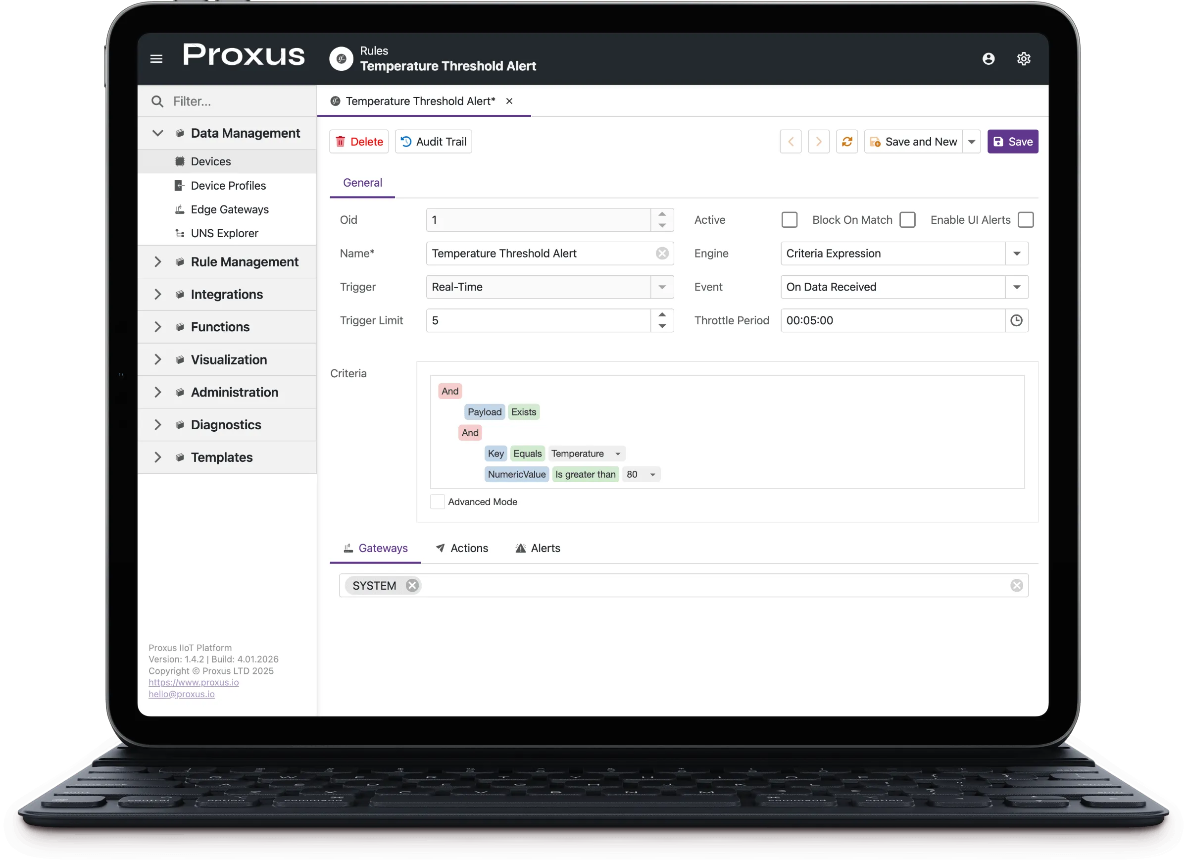 Proxus Rule Engine - Real-time industrial rule engine configuration
