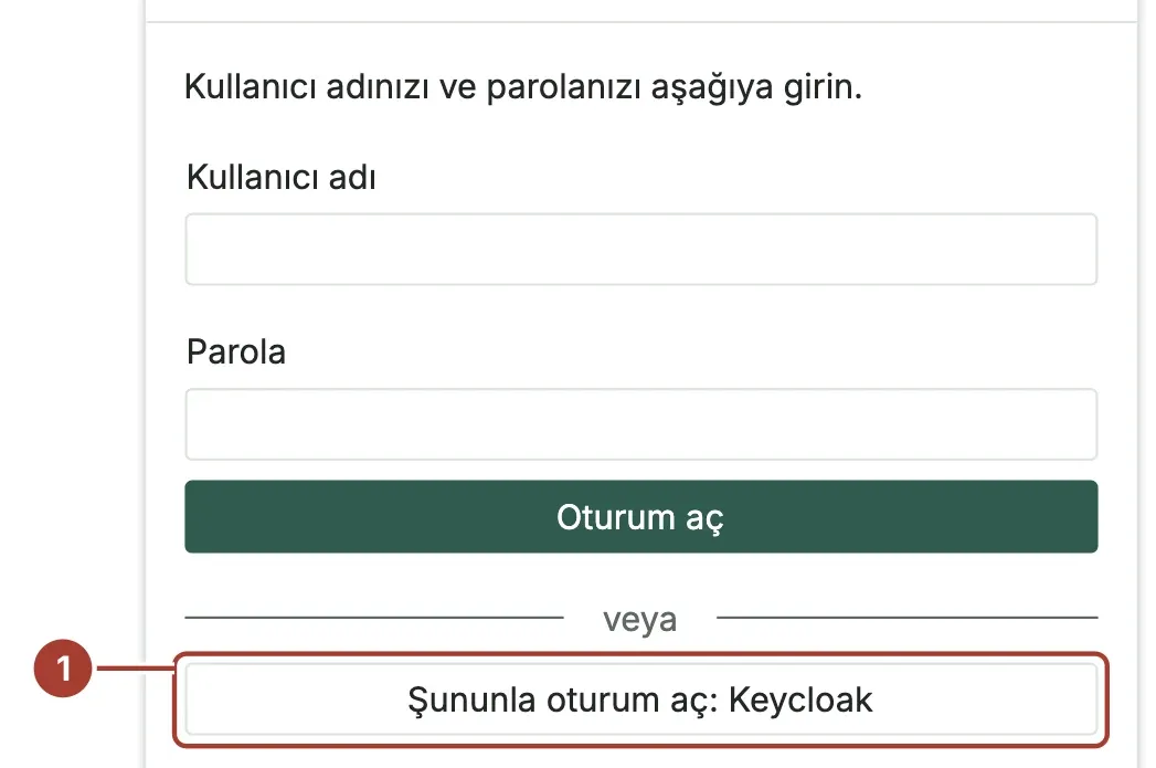 Oturum aç düğmesinin altında şirket hesabı butonu işaretli giriş sayfası
