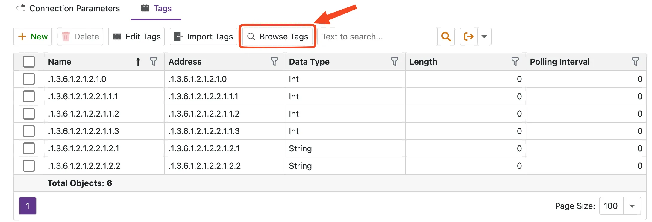 SNMP Tag Browser Button