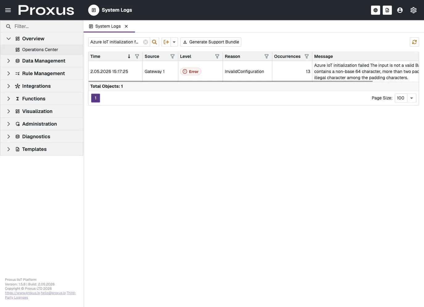 System Logs operational view